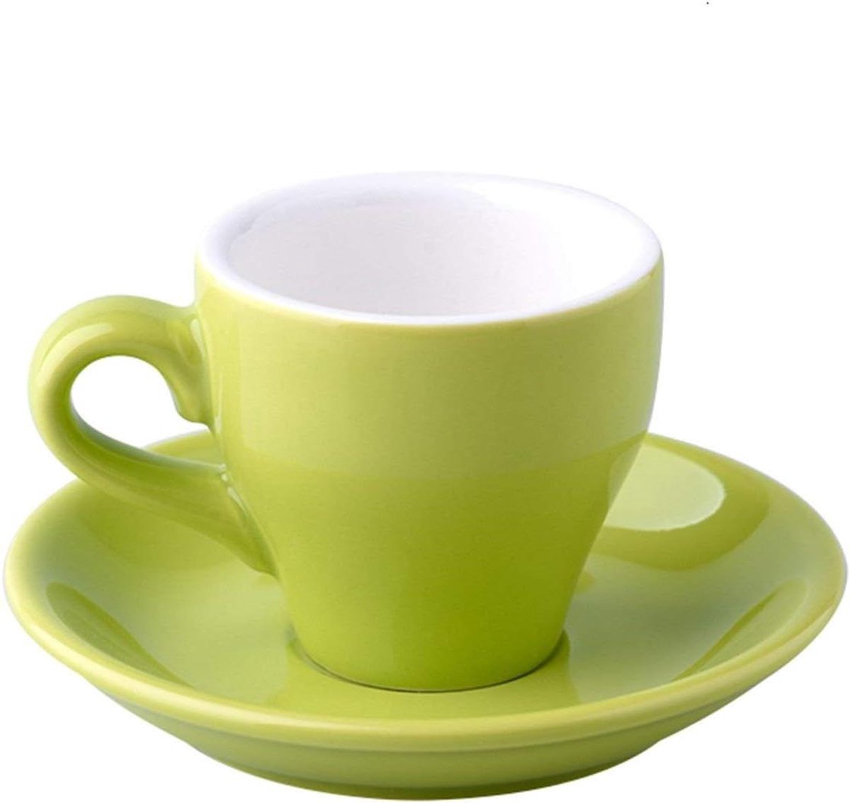 Kop en schotel - Espresso set - Koffie serveren - Tulpenvorm design - 80ml - Fruit groen