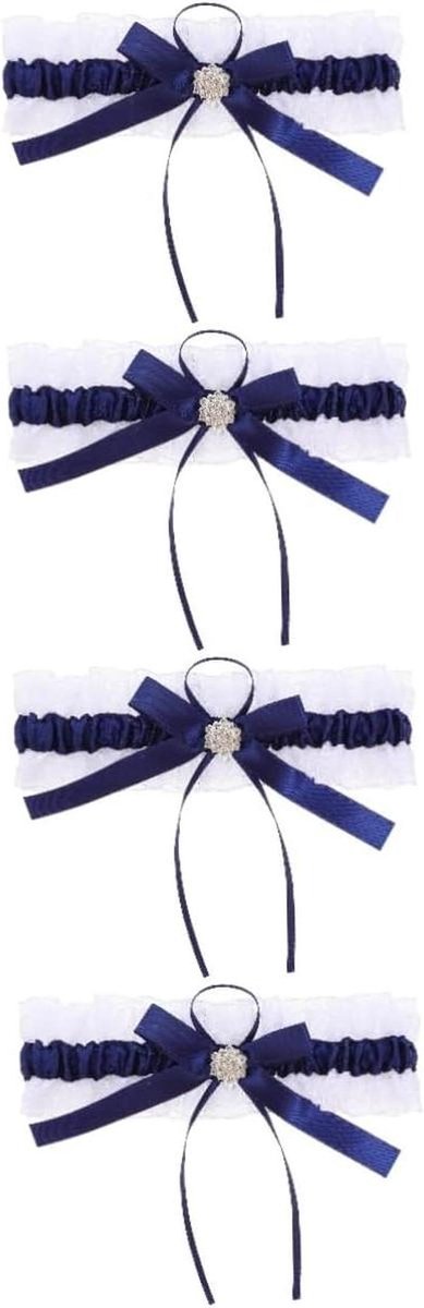 Kousenband Sets - Bruids Riemen - Bruiloft Accessoire - Kant Met Strikken - 3 Stuks - Wit