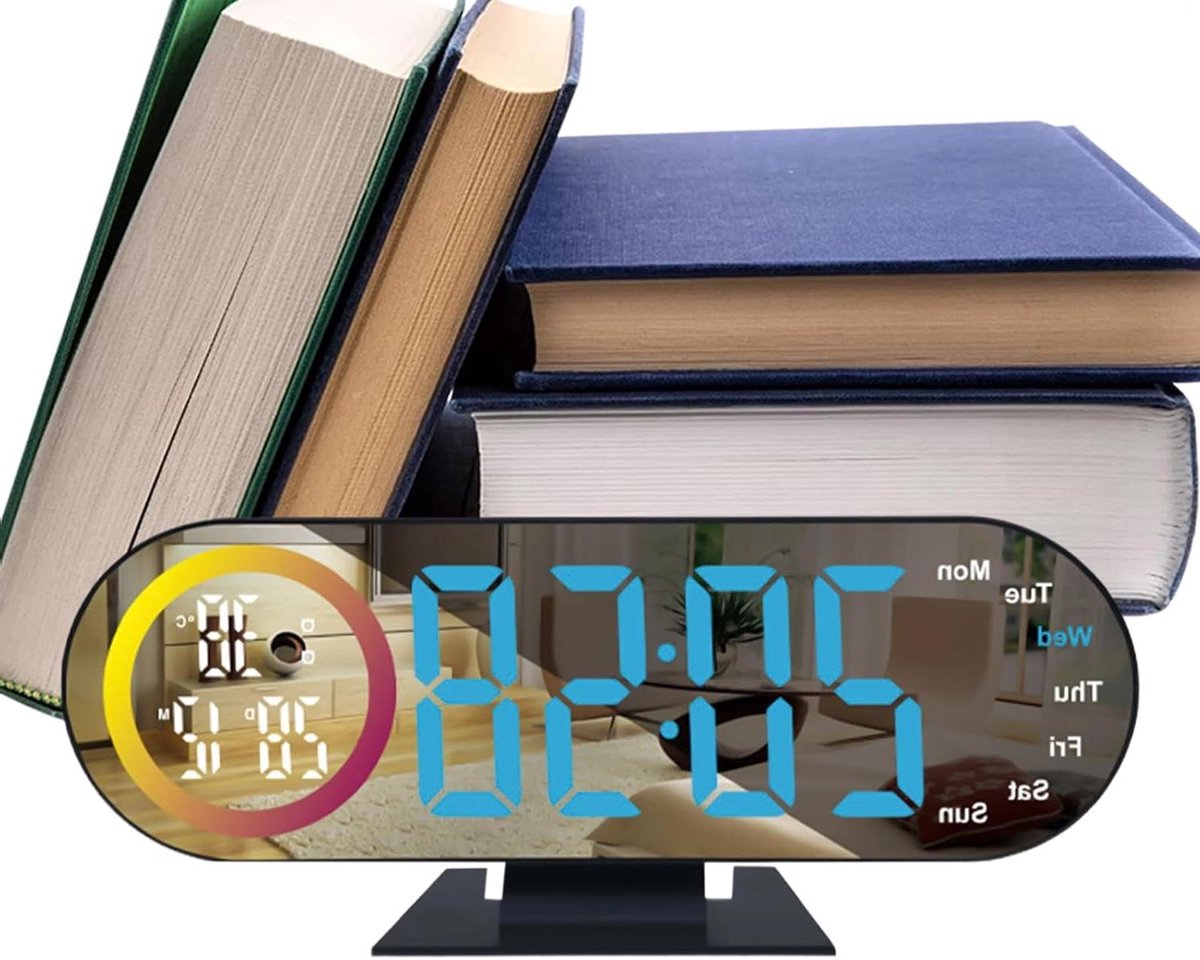 Digitale wekker - Tafelklok - Tijd bijhouden - Omgevingslicht functie - 728 inch - Wit