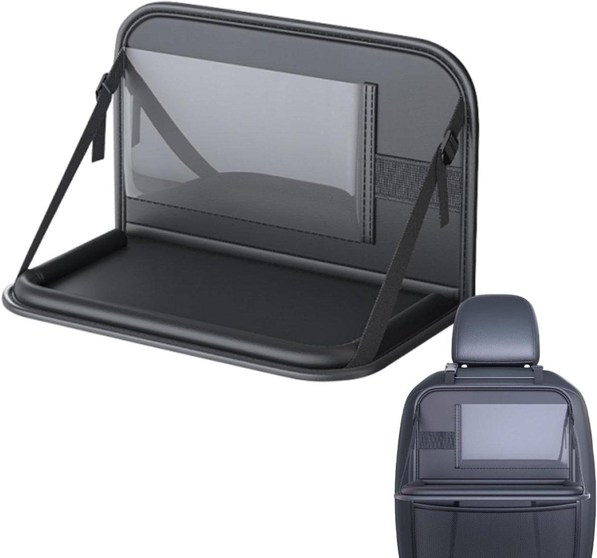Autodienblad Kinderen - Reis Tafel - Eten en Werken - Opvouwbaar en Compact - 40 x 23 cm - Zwart