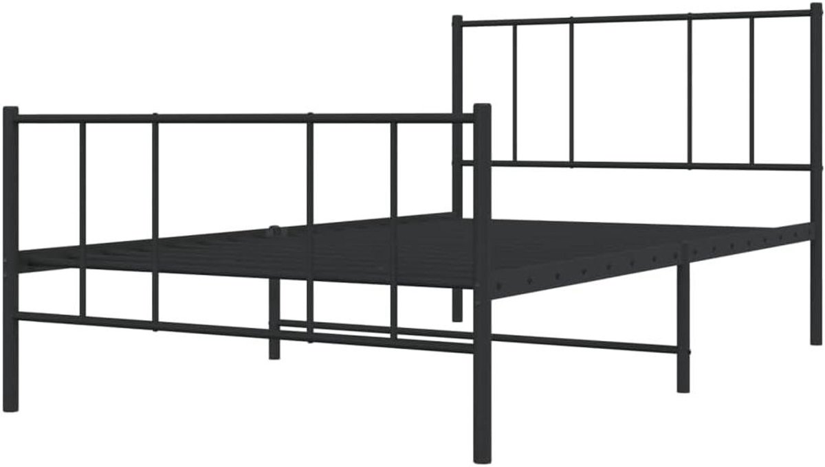 Metalen Bedframe - Ledikant - Slaapkamer Inrichten - Robuuste Constructie - 107x203 cm - Zwart
