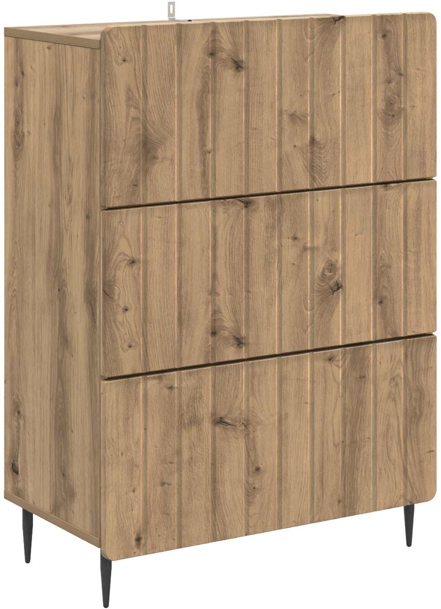 vidaXL Ladekast - 66 - x - 34,5 - x - 92 - cm - Bewerkt - hout - Artisanaal - eiken Artisanaal eiken