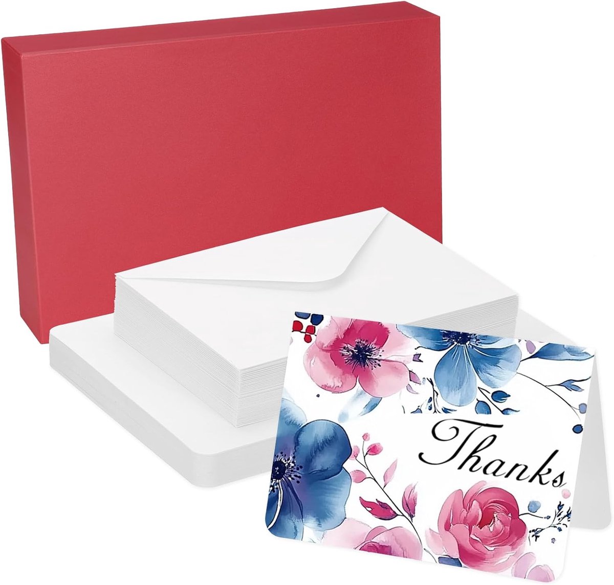 25 sets puur katoenen aquarelkaarten 150 lb/300 g/m² ansichtkaarten afgeronde hoeken met enveloppen voor kunst schilderen - creatieve bedankbriefjes - 15 x 18 cm opvouwbaar formaat (rood)