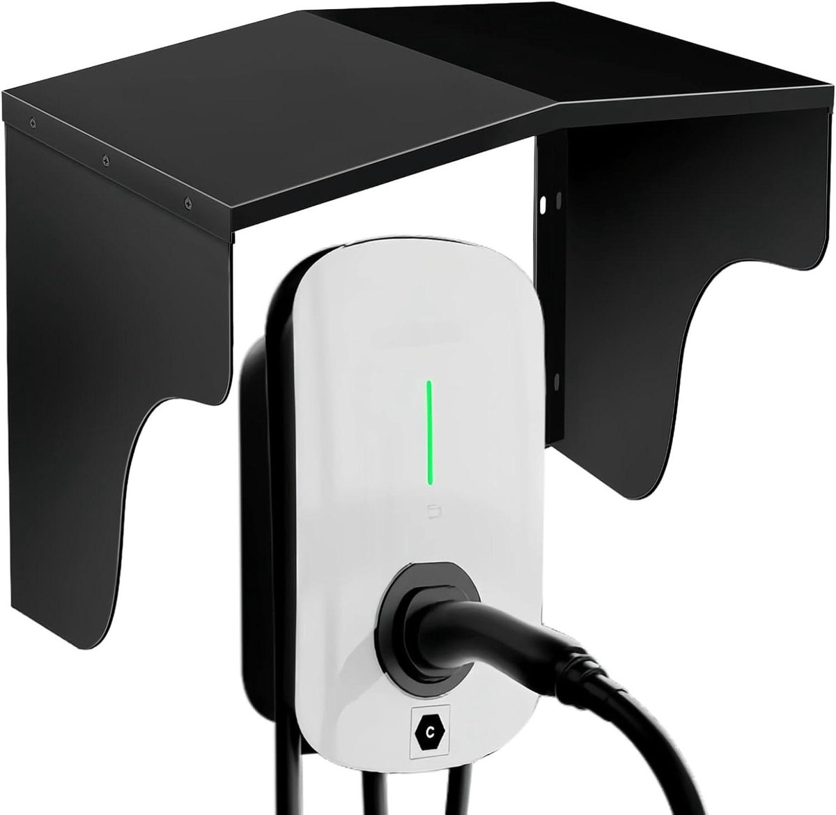 Wallbox Afdekking - Laadstation Overkapping - Bescherming Laadpunt - Waterdicht Aluminium Composiet - 28x17x28 cm - Zwart