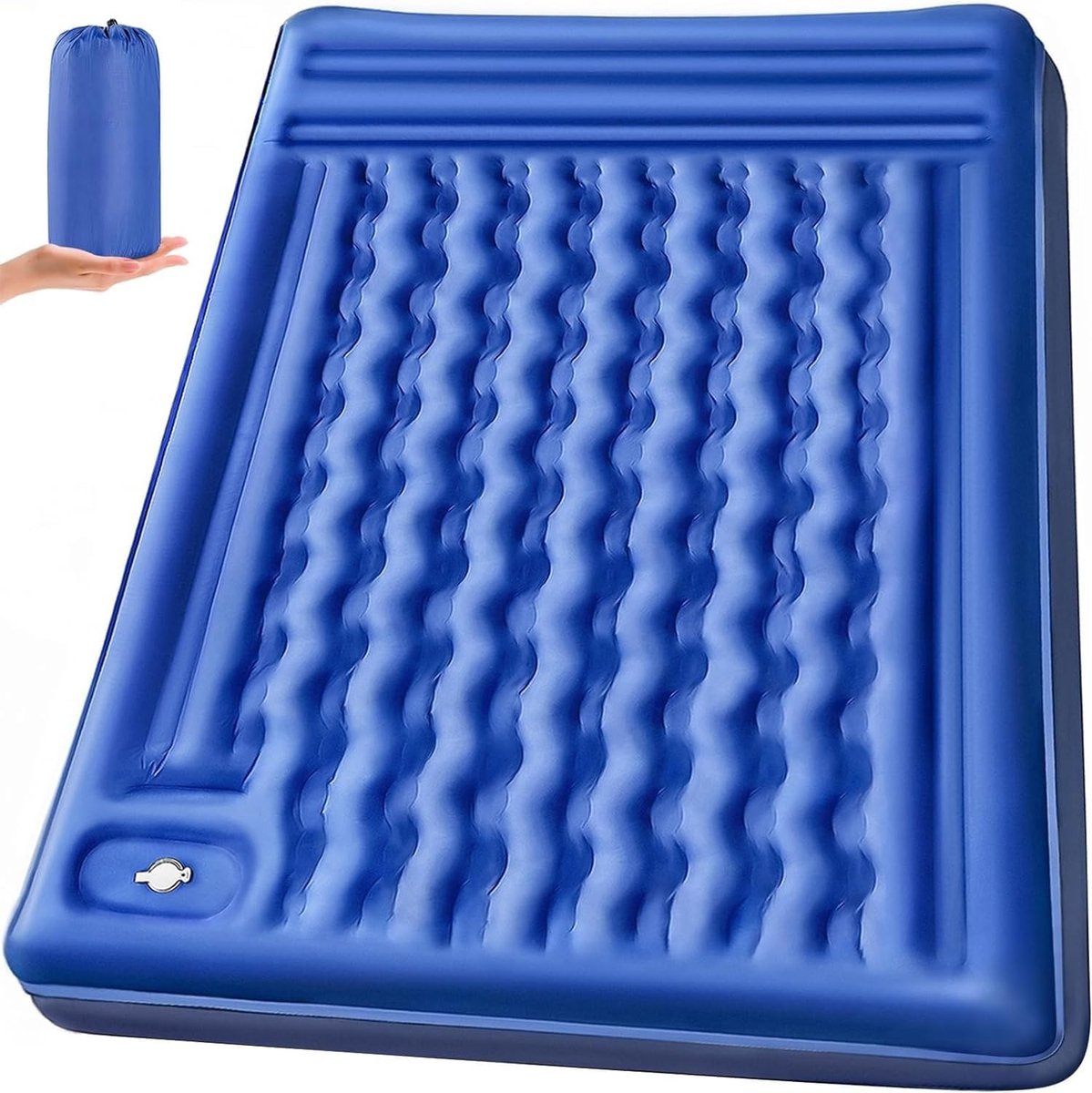 Slaapmat 2 persoons - Zelfopblazend door Ingebouwde Voetpomp - Slaapmatje - Camping Matras - Camping Bedje - Opvouwbaar Logeer Matras - Luchtbed - Luchtmatras - 2 Persoons - Blauw