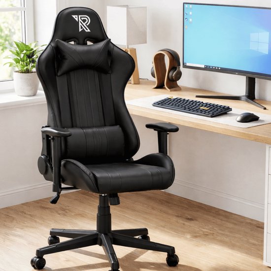 Ranqer Felix – Chaise gaming avec dossier et accoudoirs réglables – Siège gamer Noir