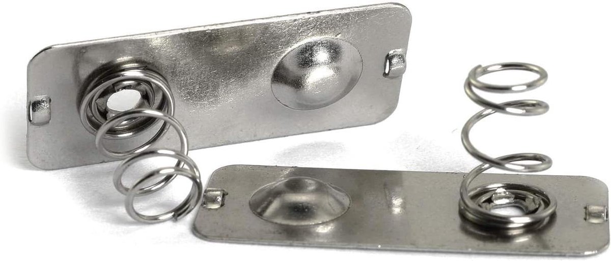 Metalen Batterij Contact - Veer Terminal - Batterij Houder Reparatie - Hoogwaardig Metaal - 20 Stuks 29mm - Zilver