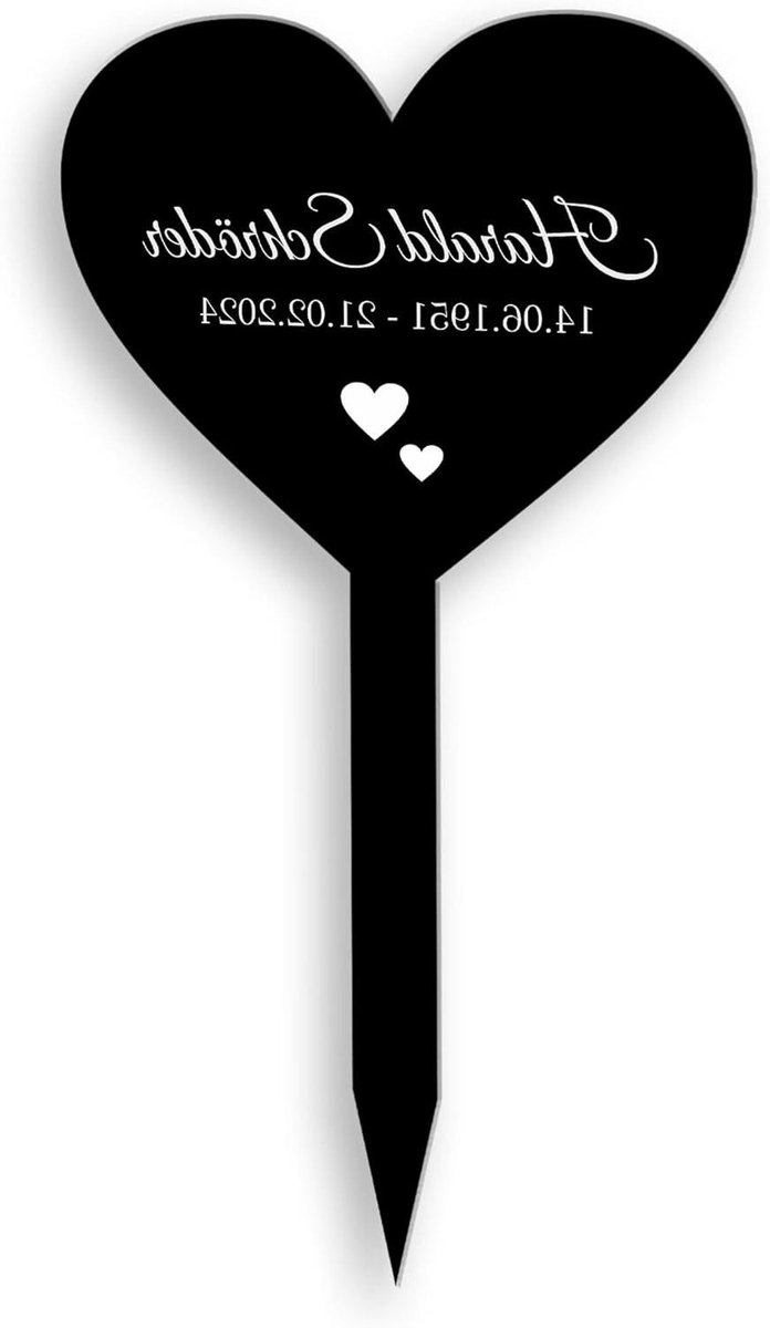 Grafsteker - Herdenkingspaal - Graf versieren - Gepersonaliseerd met tekst - 30 cm - Zwart