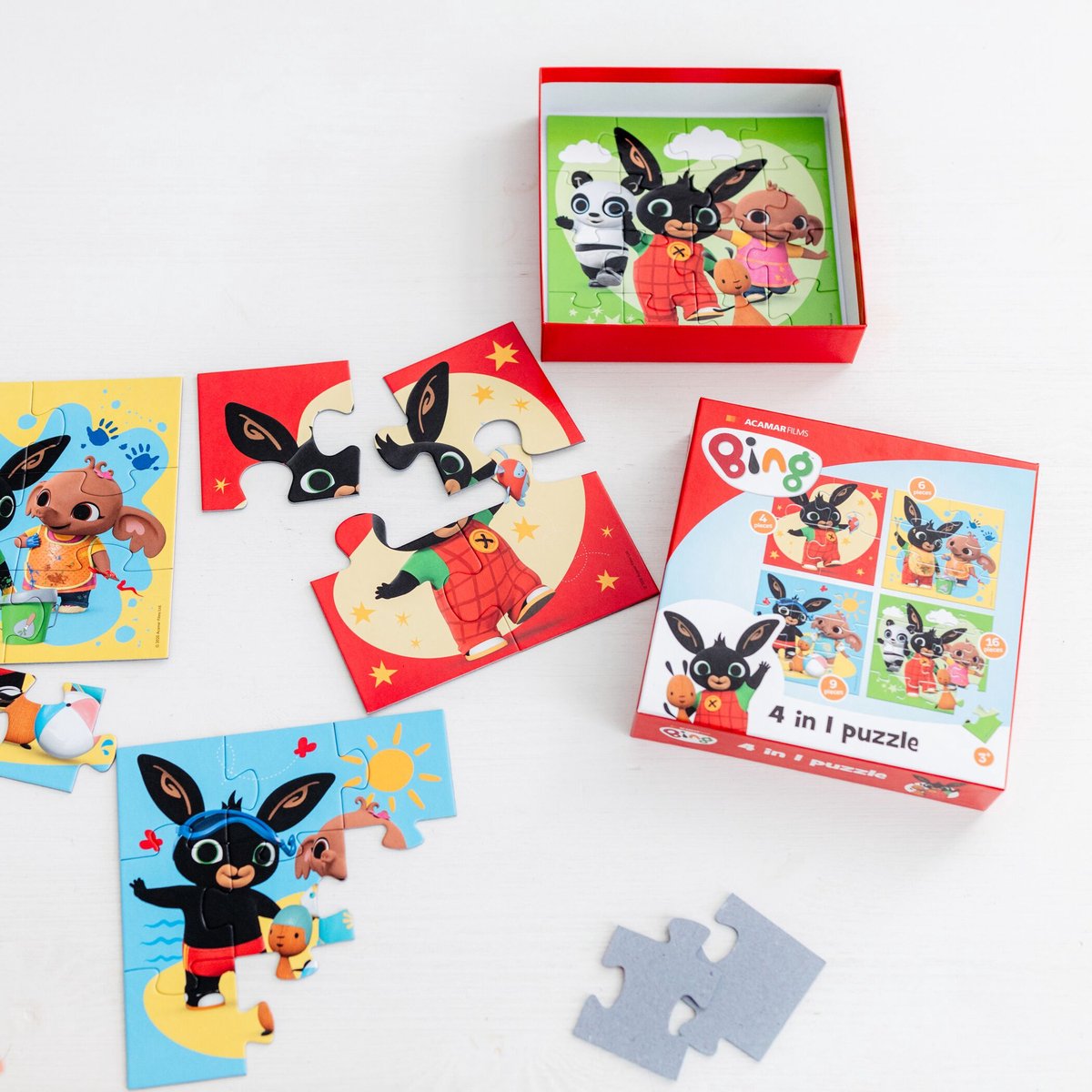 Bing puzzel 4 in 1 educatief peuter speelgoed - kinderpuzzel 4x6x9x16 stukjes leren puzzelen - cadeautip puzzel 3 jaar en ouder - Bambolino Toys — afbeelding 6
