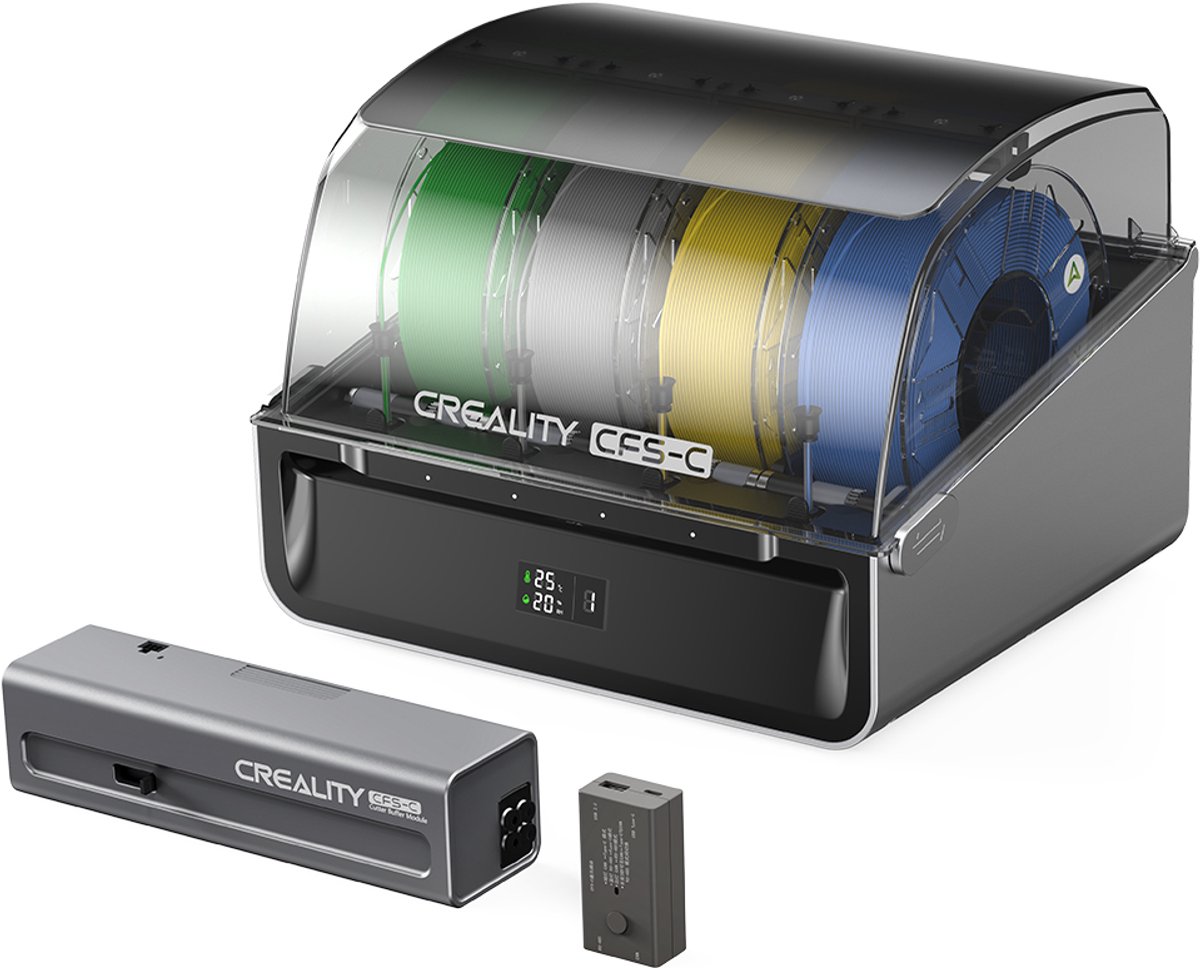 Creality CFS-C Filament Systeem voor K1 Max 2025 / K1C 2025 / K1 Max / K1C / K1 / K1 SE, tot 16 kleuren, automatisch snijden, detectie van filamentbreuk/-opraken en real-time monitoring