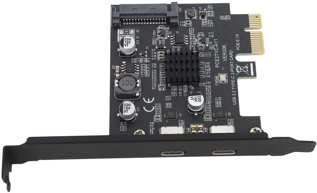 aladdien - 2-poorts USB 3.2 Gen 2 - PCI Express uitbreidingskaart - voor desktop-pc - Type C poorten - 10Gbps snelheden - Ideaal voor gamers en prof..