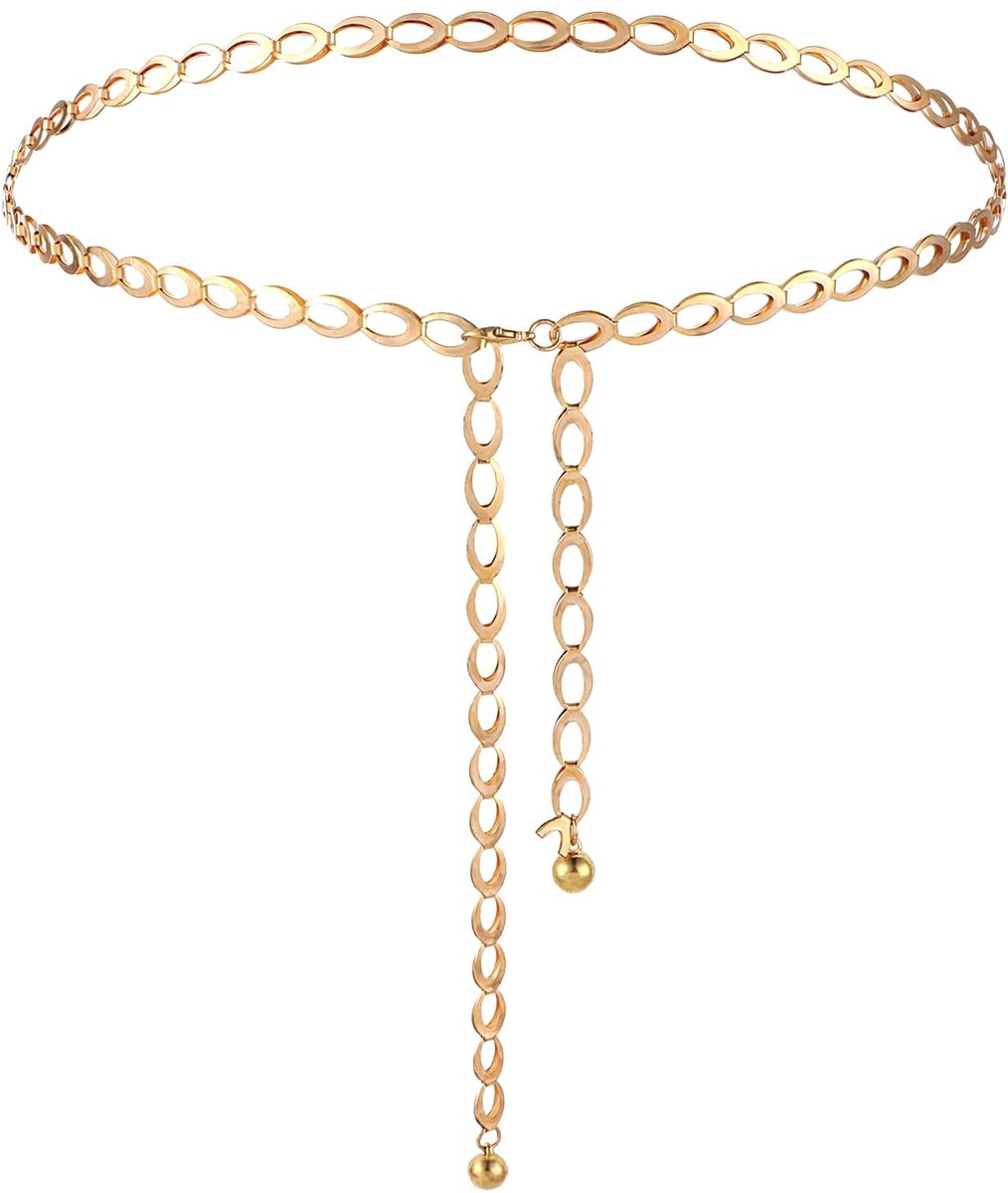 ONF3 - Metalen taille ketting riem - Verstelbare taille ketting - Uniek ontwerp - Lange holle riem - Geschikt voor dames - Voor jeans en jurken