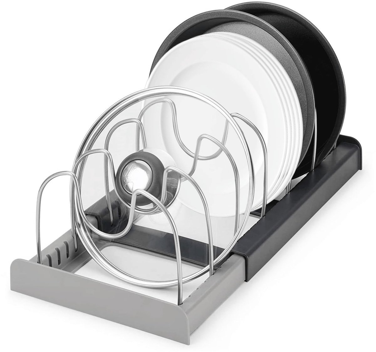 Store_7 - Uitbreidbare Organizer - Pannenhouder - Multifunctioneel - Instelbaar - Potdekselhouder - Keukenopslag - Geschikt voor lade
