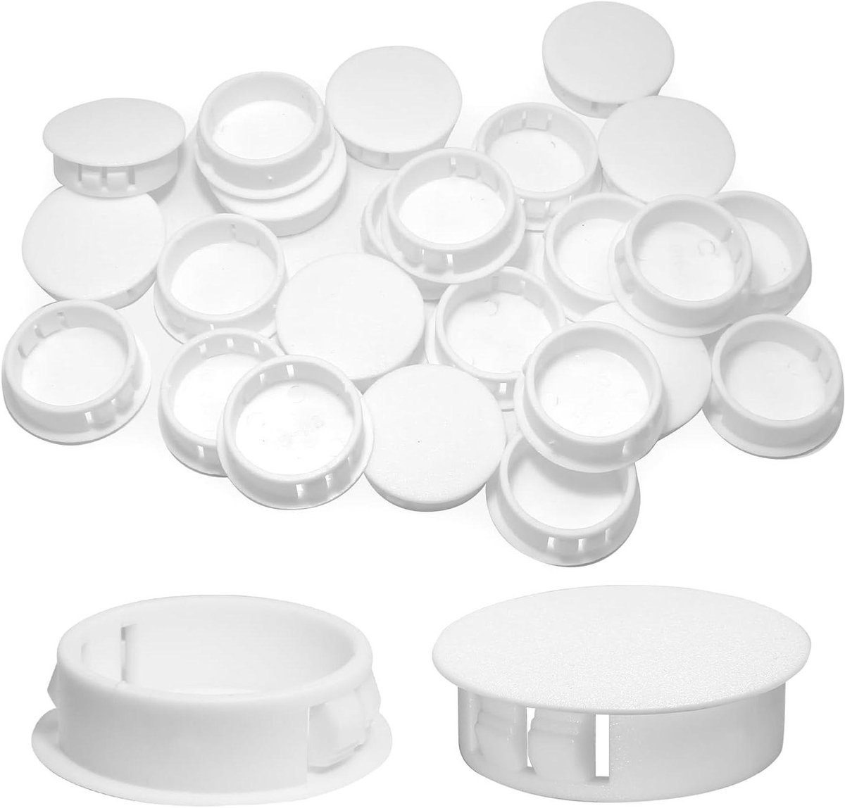 Plastic Gatpluggen - Paneel Afdekking - Meubels Afwerken - Snap Sluiting - 32 mm 30 Stuks - Wit