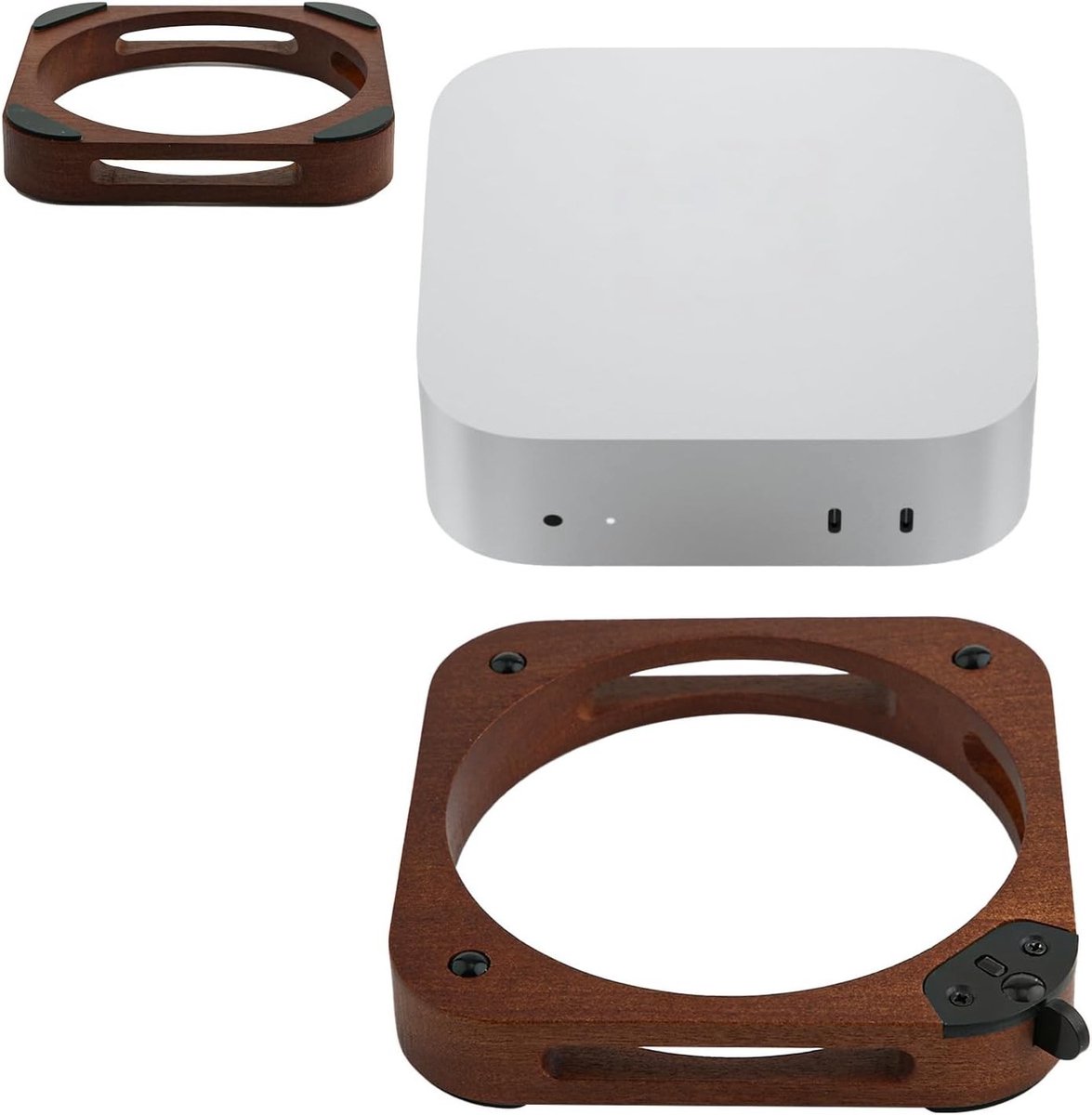 Houten Koelstandaard voor Mac Mini M4 met Dubbel Koelontwerp - Laptop Houder en Accessoires voor Optimale Warmteafvoer en Compatibiliteit met Apple 2024 Mac Mini M4