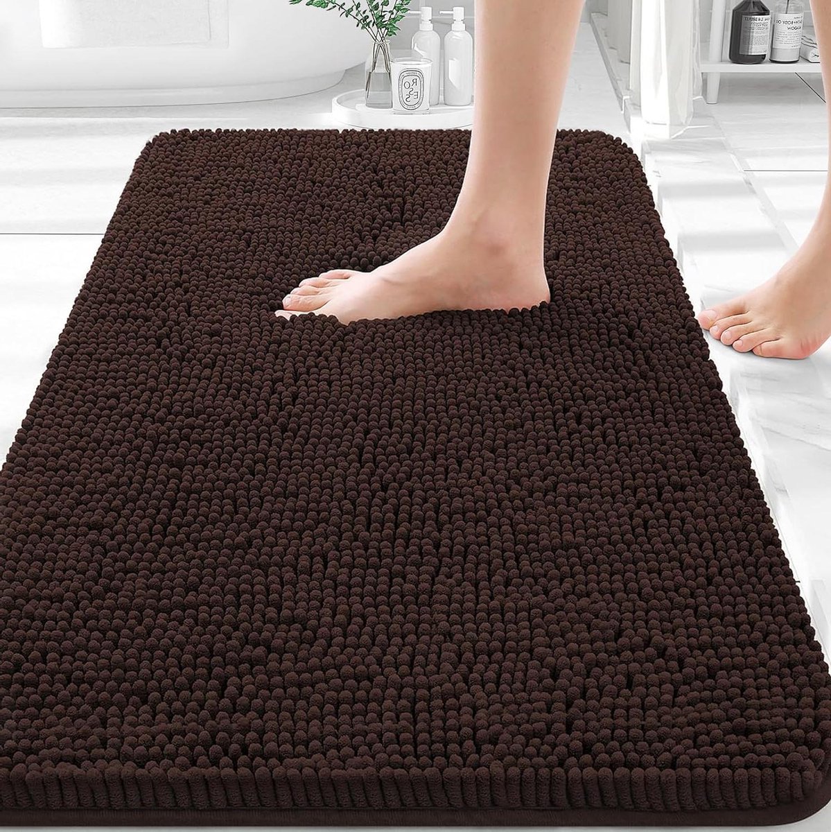 Badkamertapijt - Zachte badmat - Voeten drogen - Ultra absorberend - 51 x 76 cm - Bruin