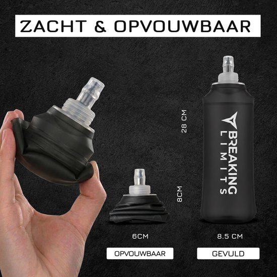 Breaking Limits Soft Flask 500 ML - Opvouwbare Waterfles - Flexibel & Compact - Drinkfles Hardlopen van Merkloos — afbeelding 4