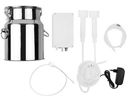 Elektrische Melkmachine - Vacuüm Melksysteem - Hygiënisch Melken - Dubbele Speenbekers - 5L Tank - Zilver