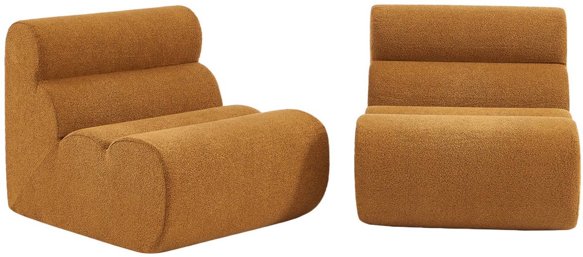 sweeek - Set van 2 stoffen fauteuils getextureerde bouclé 1 zitplaats - nova