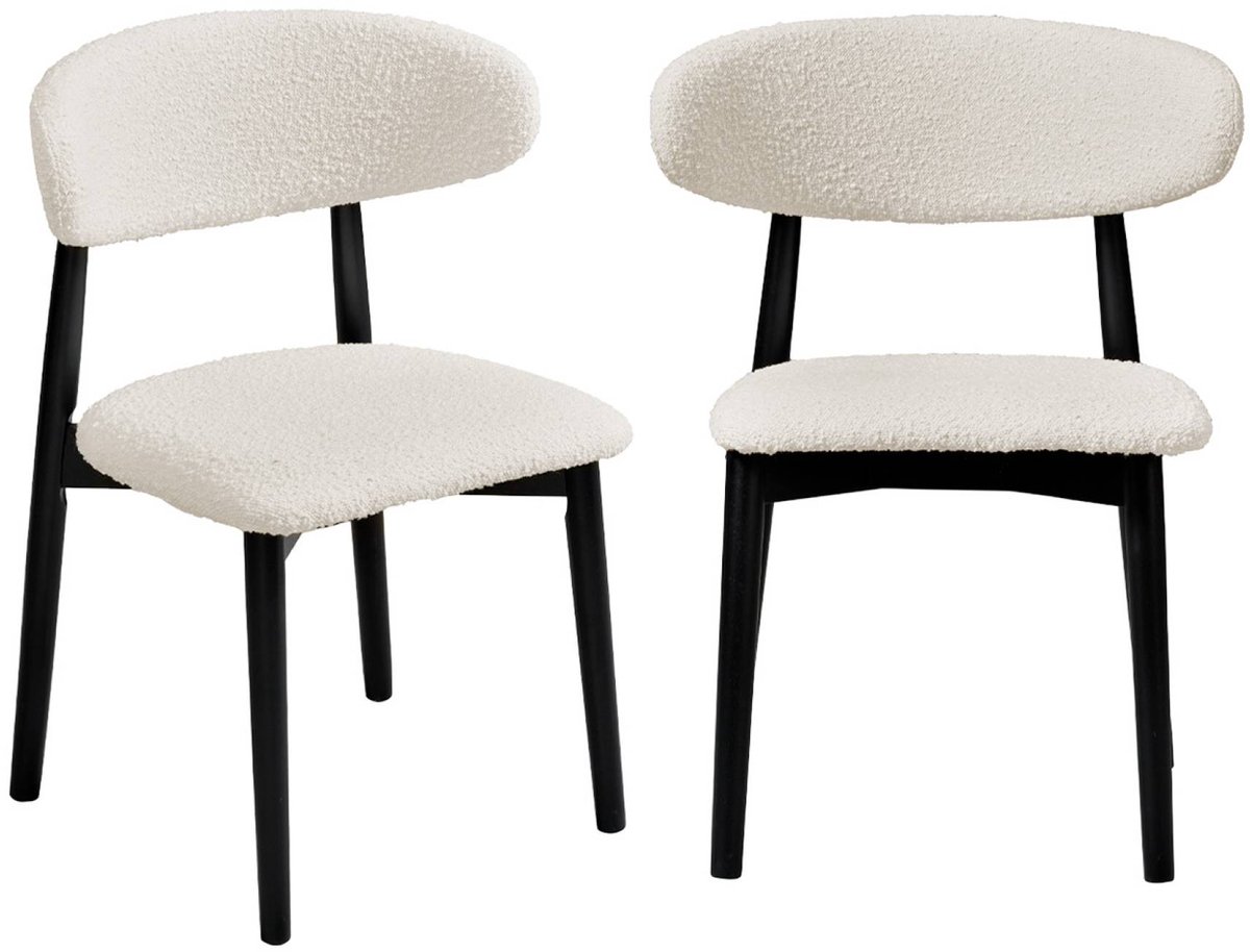 sweeek - Set van 2 stoelen rubberhout en bouclé bekleding - paola
