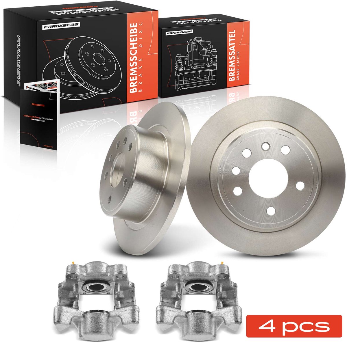 Frankberg 2x Remklauw+2x Remmen Achter voor Opel Omega B V94