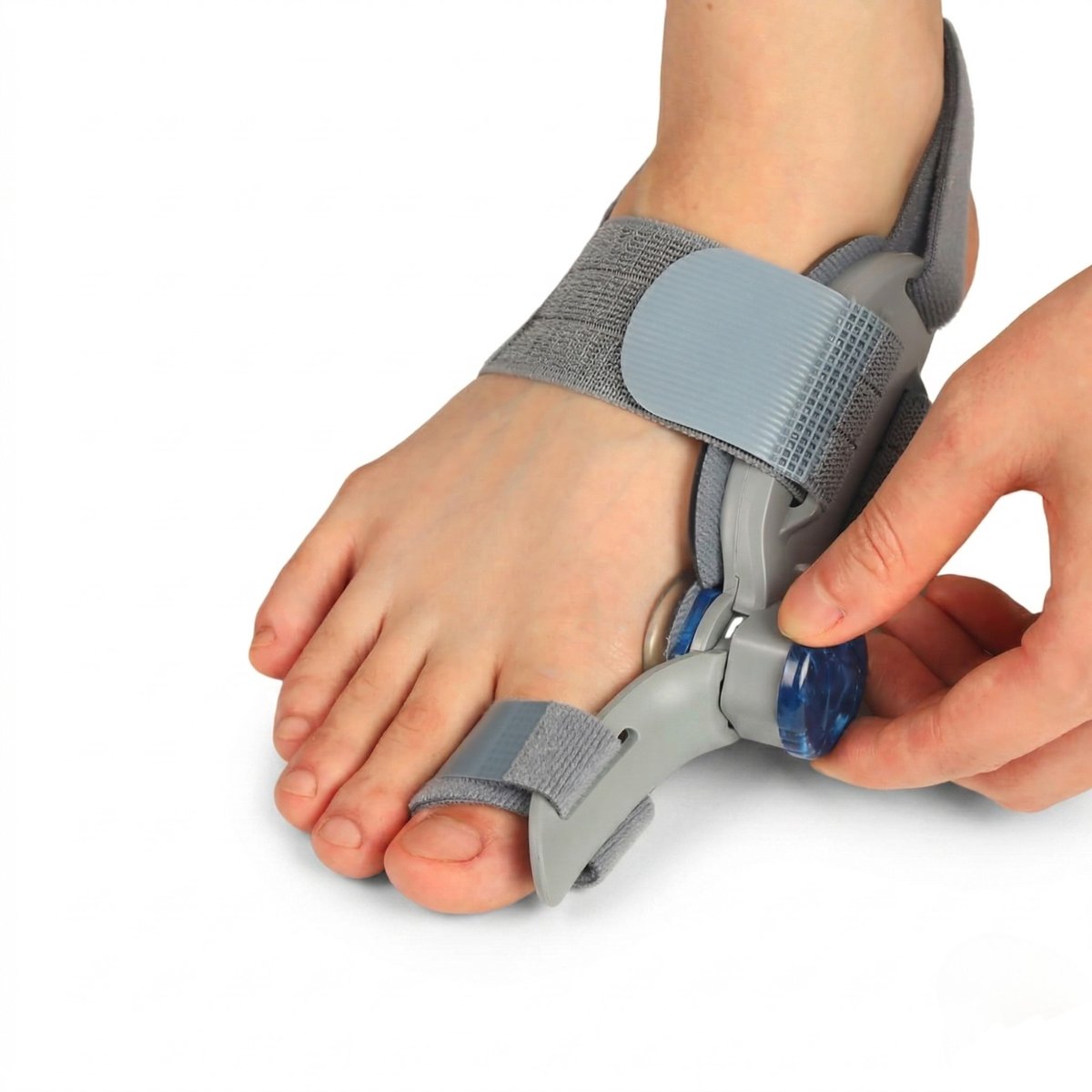 Gloovon® Hallux Valgus Corrector - Met Draaiknop & Siliconen Pad - Teen Corrector voor Linker - en Rechtervoet - Grijs - 1 Stuk