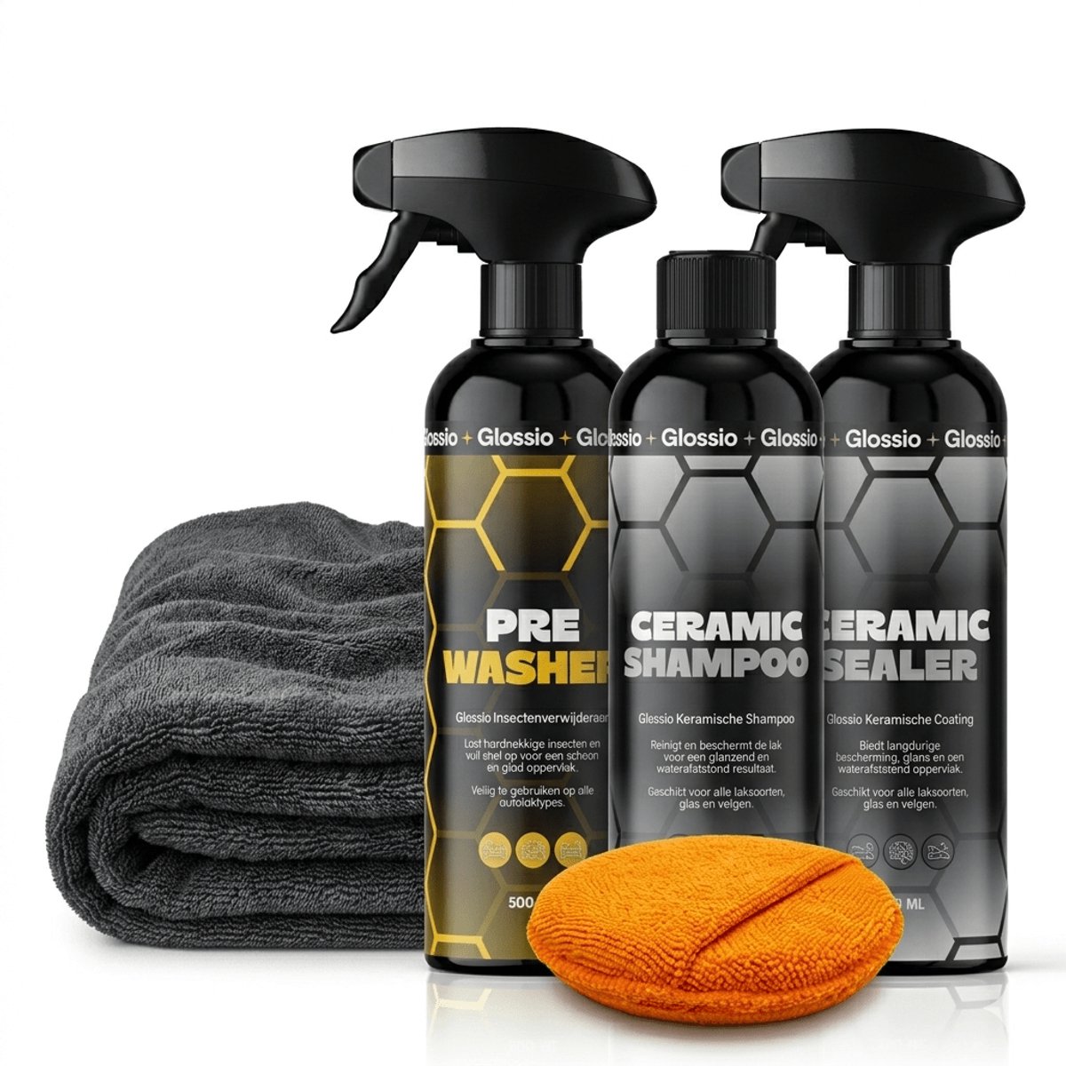 Glossio Combideal Ceramic Bescherming – Keramische Coating Set met Pre-Wash, Ceramic Shampoo en Ceramic Sealer