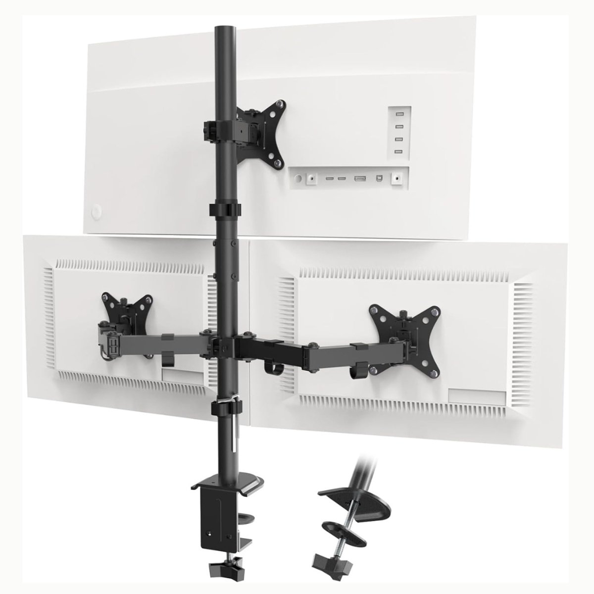 RONN® Monitor Arm 3 Schermen - Triple Monitor Arm - Monitor Arm 3 Monitoren - 180 Graden Roterend - Zwart - 43cm x 17cm x 16cm