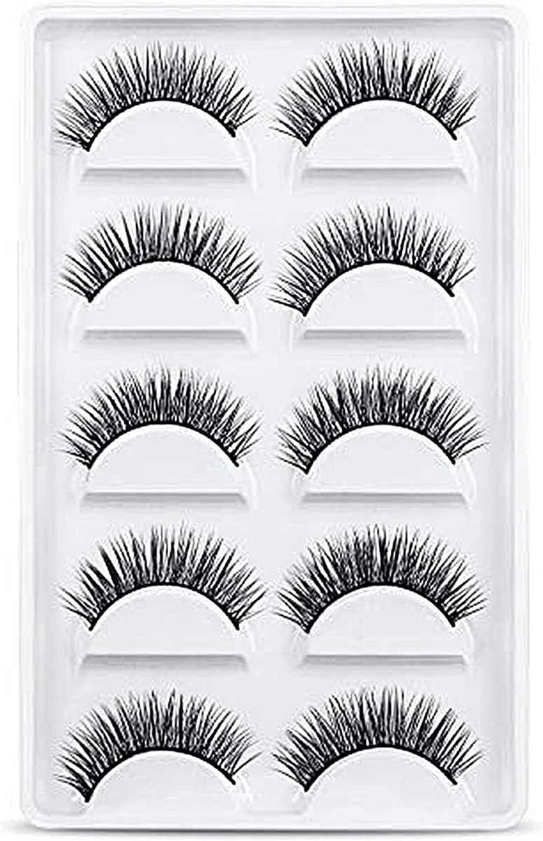 Valse Wimpers, 5 Pairs 3D Wimpers met Natuurlijke Uiterlijk, Herbruikbare en Handgemaakte Zachte Wimpers voor Make-up en Wimperextensions