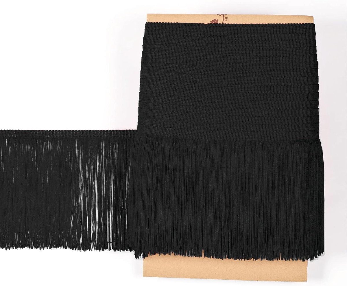 Franjes om te Naaien - Dans Franje - Flamenco Jurken Versieren - Gemaakt in Spanje - 20cm Lengte 5m - Zwart