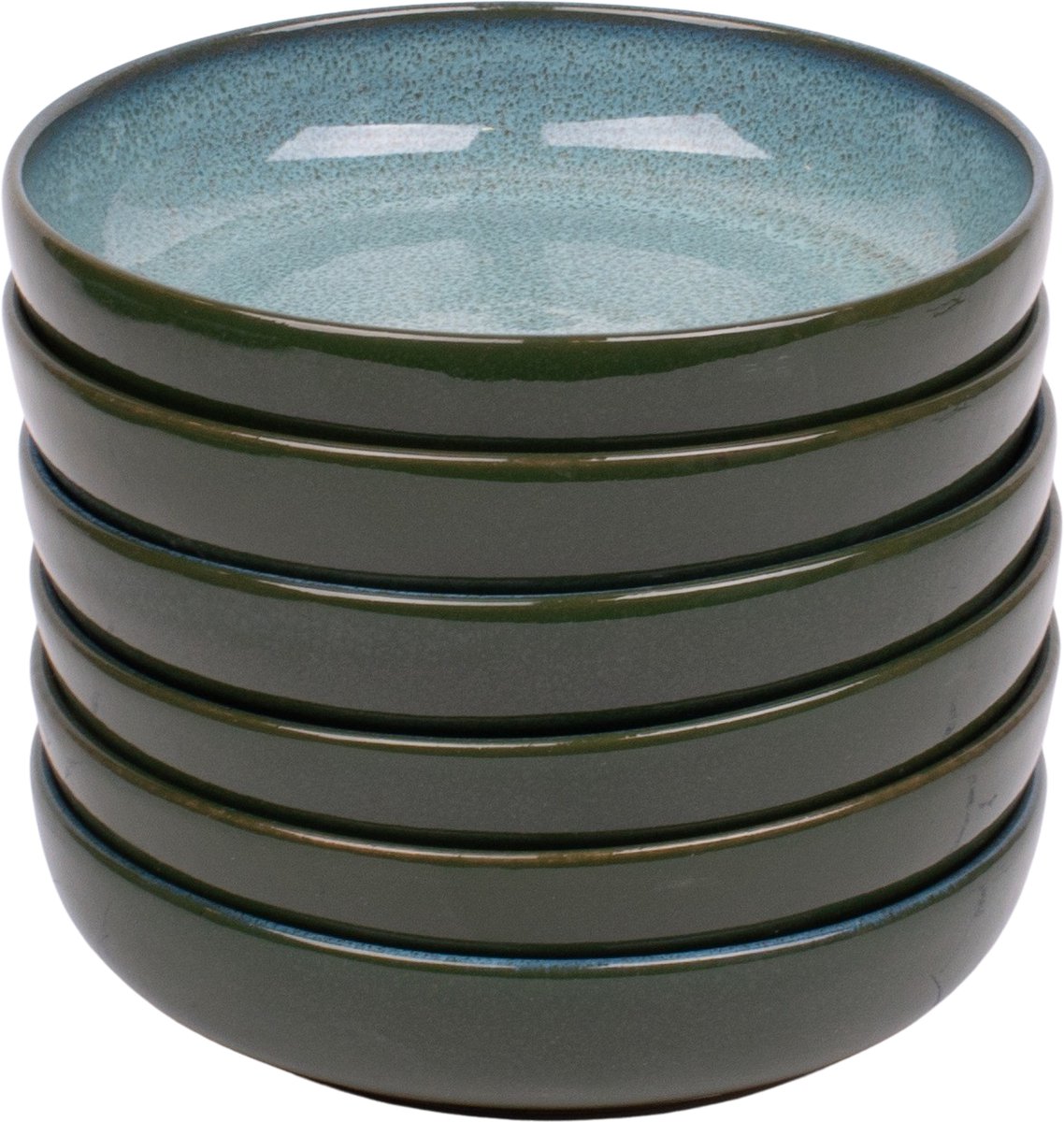 Set van 6 diepe borden - 18 cm - Evora - Groen - Portugees stoneware