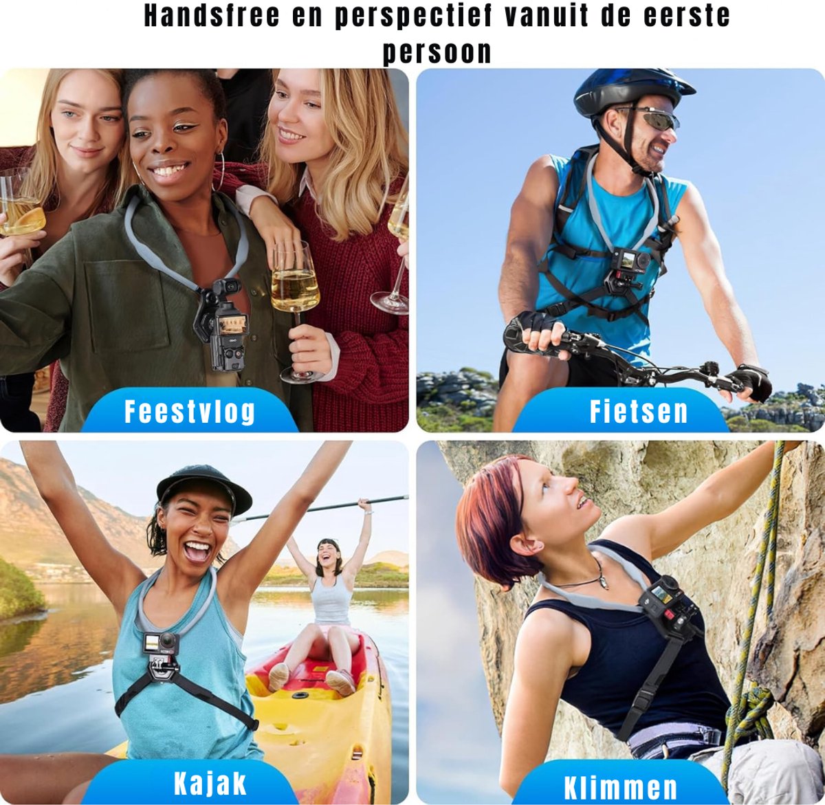 Core® Bodycam met Harnas - Bodycam Camera - Bodycam - Handenvrij POV voor GoPro Hero 13/Insta360 - voor First-Person VLOG- Grijs/ Zwart- 33cm x 21cm x 4cm; 239 g thumbnail 8