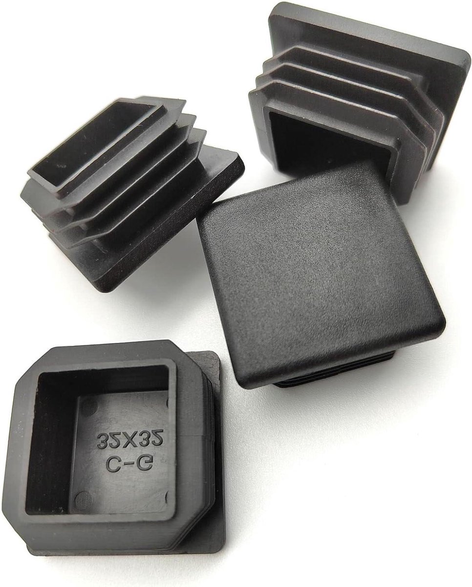 Vierkante Plastic Pluggen - Buiseindkappen Meubels - Vloeren Beschermen - Meervoudig Gebruik - 8 stuks 1 1/4 inch - Zwart
