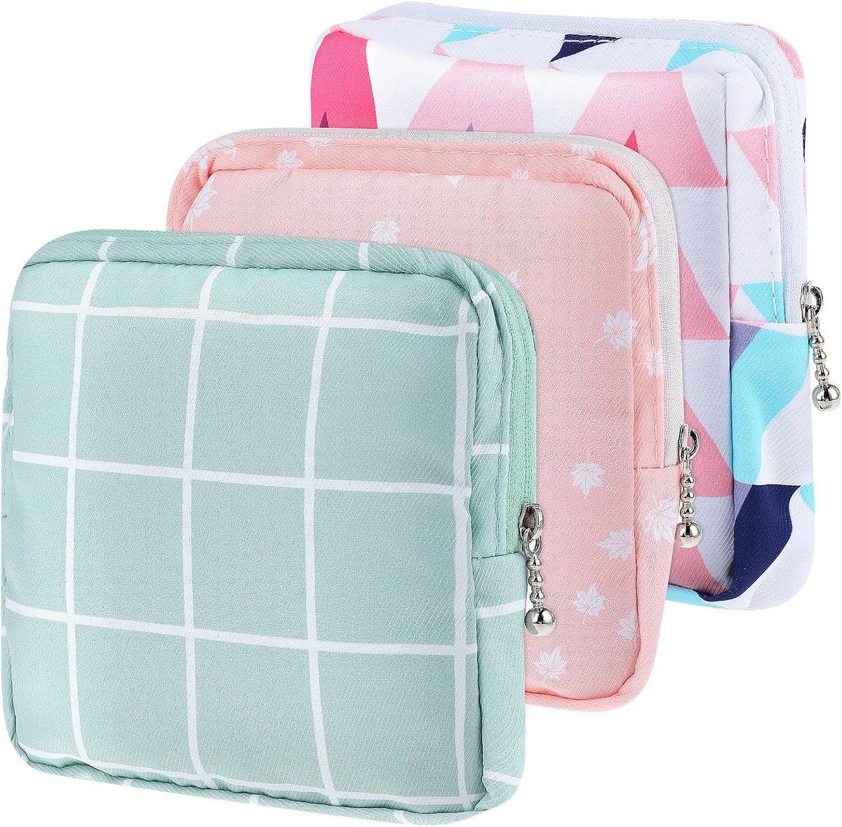 Sanitaire Pad Pouch - Menstruatie Tasje - Hygiënisch Opbergen - Waterdicht TPU Katoen - 13 x 13 cm - Klassiek