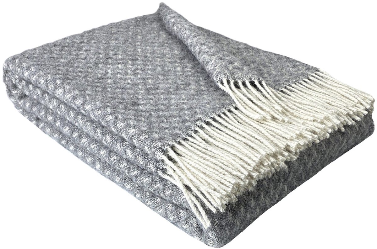WOOOL Plaid - NORD (Grijs) - 140x200cm - 100% Wol - 350gm/2