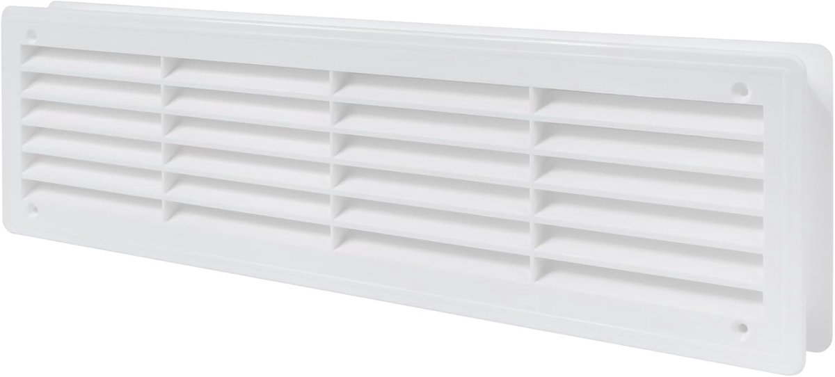 Ventilatierooster Deur - Luchtcirculatie Rooster - Beter Binnenklimaat - Dubbelzijdig Montage - 46 x 13.5cm - Wit