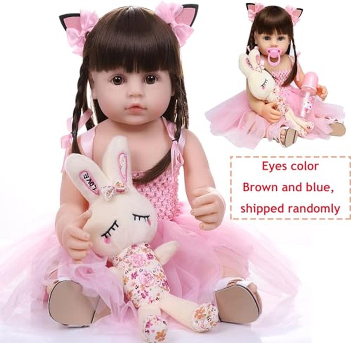 Reborn babypop - Realistische pop - Kinderspel - Handgemaakt vakmanschap - 55 cm - Roze