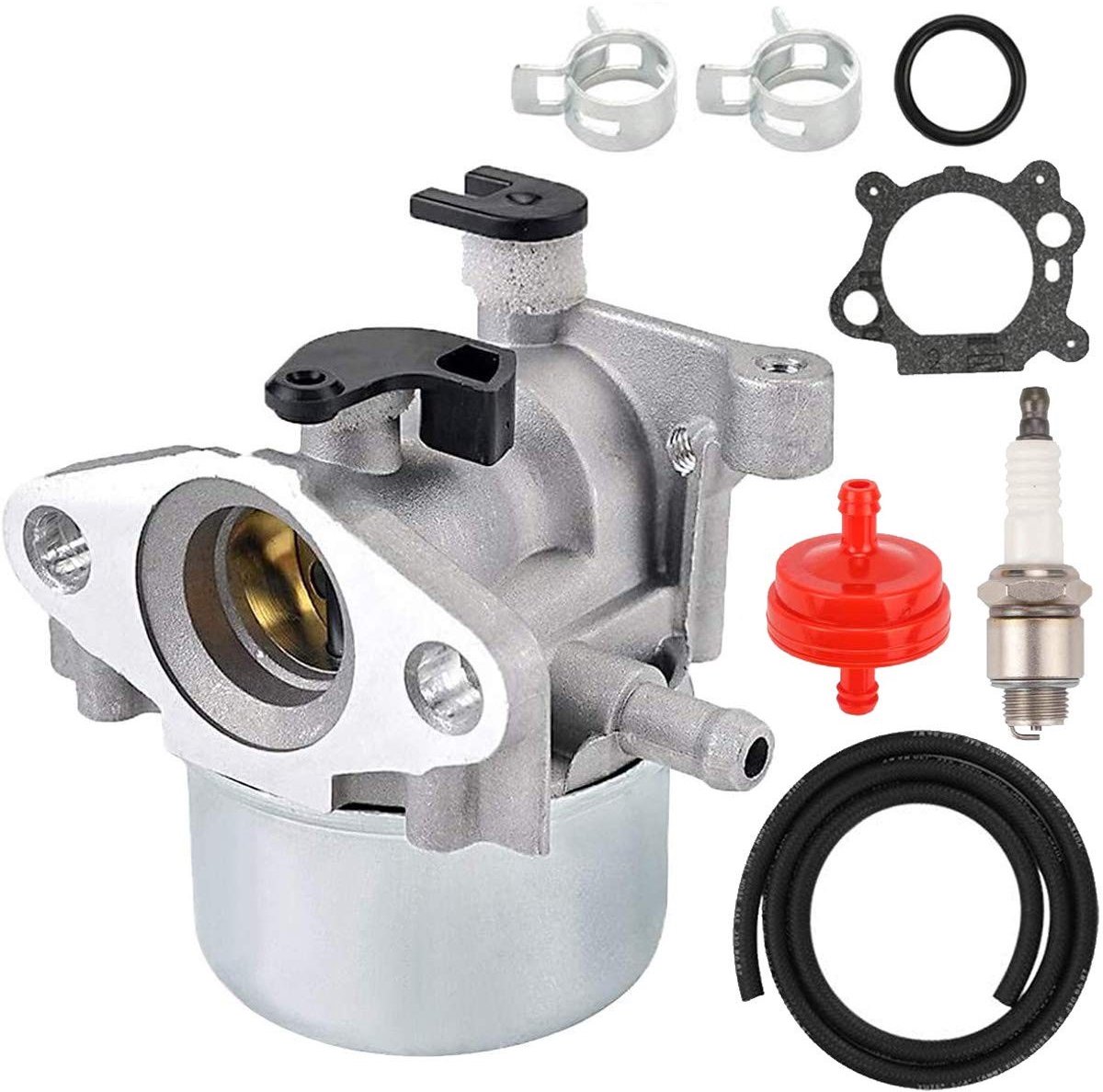 Dailygoods - Carburateur Kit - Vervangingsset voor Grasmaaier - Inclusief Bougie en Brandstoffilter - Geschikt voor 4-cyclus Motoren - Betrouwbare Pre...