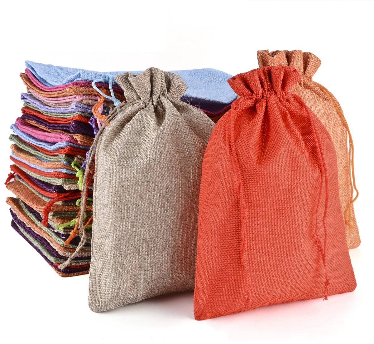 Dailygoods - Stoffen Tassen - Jute Tassen - Geschenkzakken - 20 Stuks - Natuurlijk Linnen - Cadeautassen - Geschikt voor Bruiloft en Verjaardag - Geme...