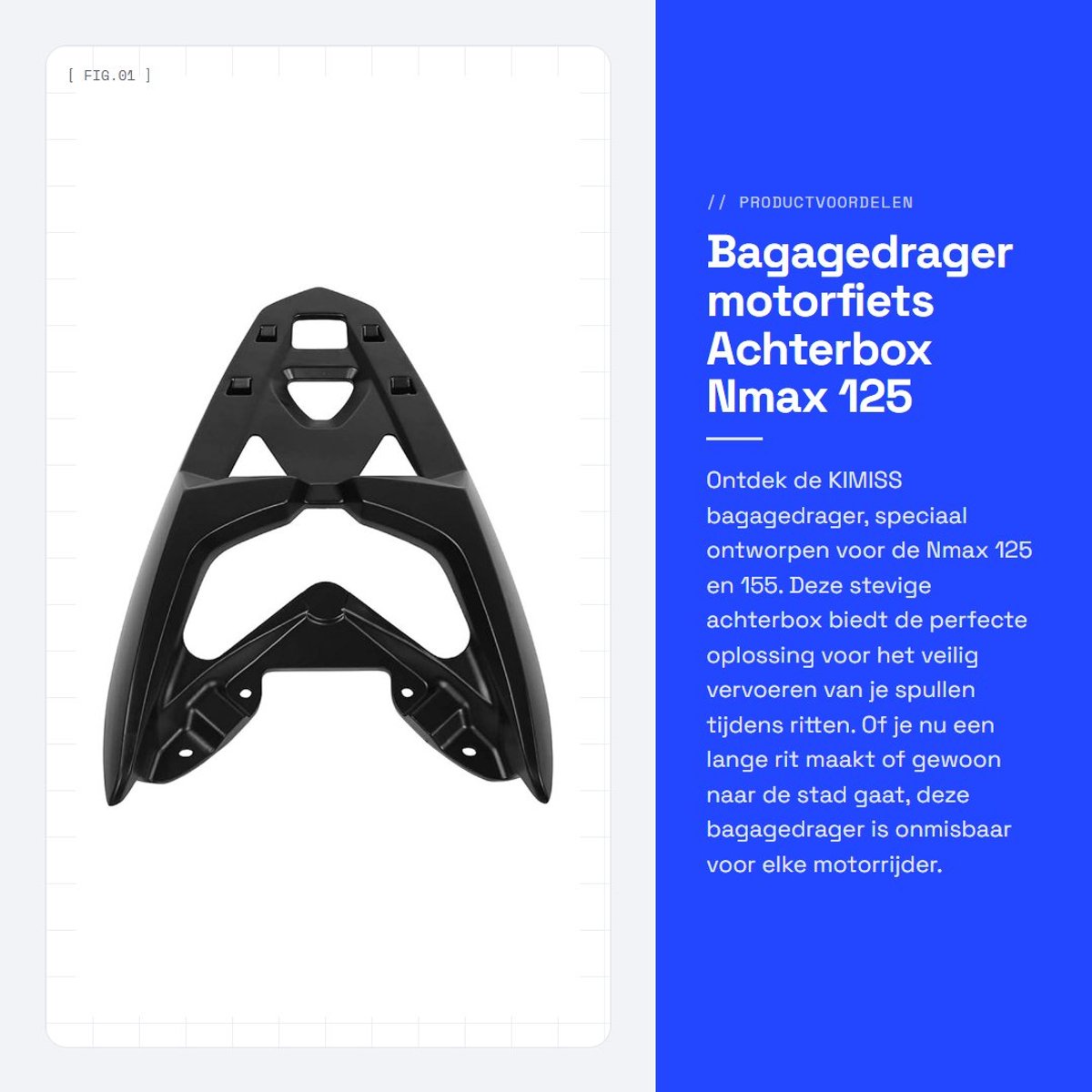 Dailygoods - Bagagedrager motorfiets - Achterbox Nmax 125 155 - Stevig en duurzaam - Zwart - Laadstation voor motor - Ideaal voor transport - Geschikt...