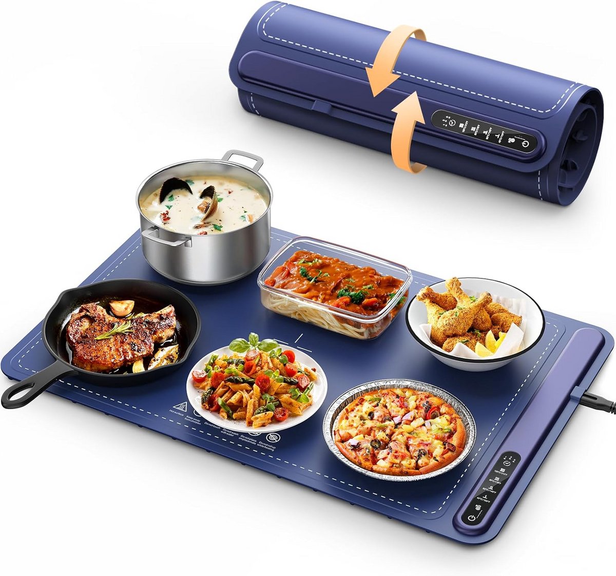 Verwarmingsmat - Warmhoudplaat - Eten Warm Houden - 4 Temperatuurstanden - 61 x 40 cm - Zwart
