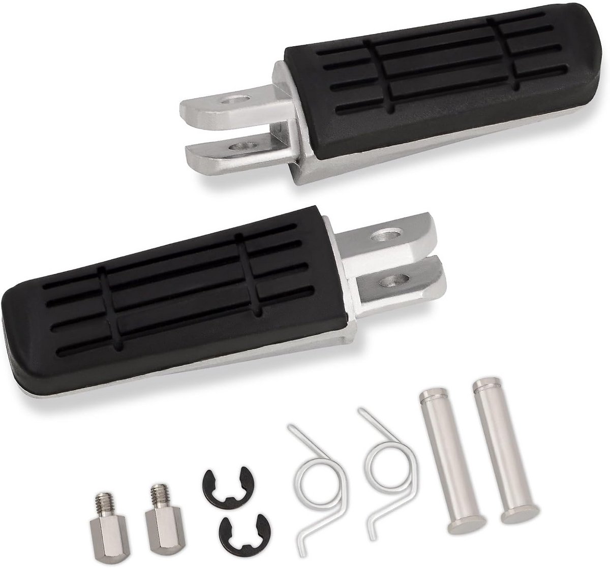 Motorfiets Voetsteunen - Rijders Pedalen - Comfortabel Rijden - Duurzame Aluminium Constructie - 12 x 8 x 2 cm - Zilver