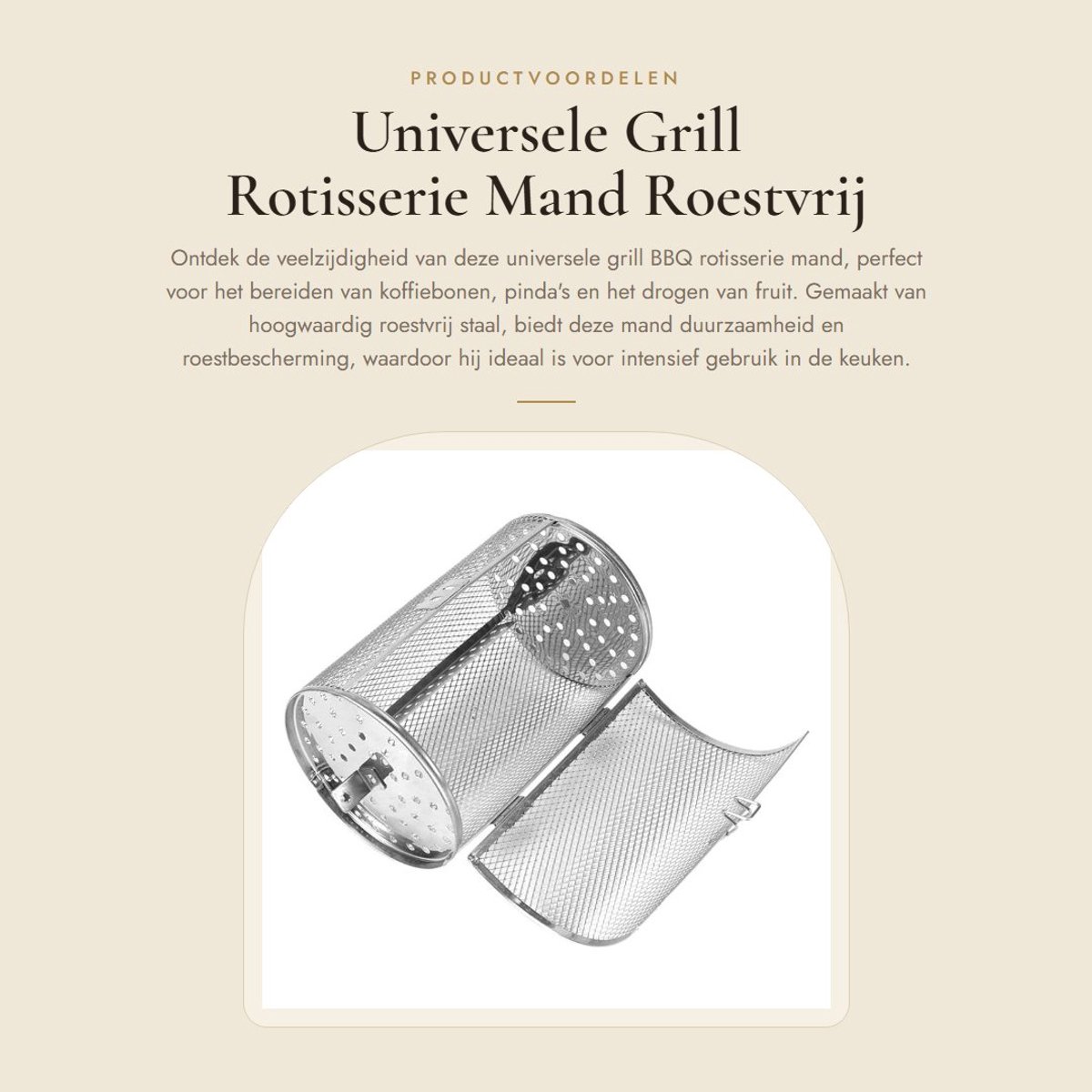 Dailygoods- Grill Mand Roestvrij Staal - Ovenmand - Bakvorm - Duurzaam - Geschikt voor Drogen van Fruit - 12 x 18 cm