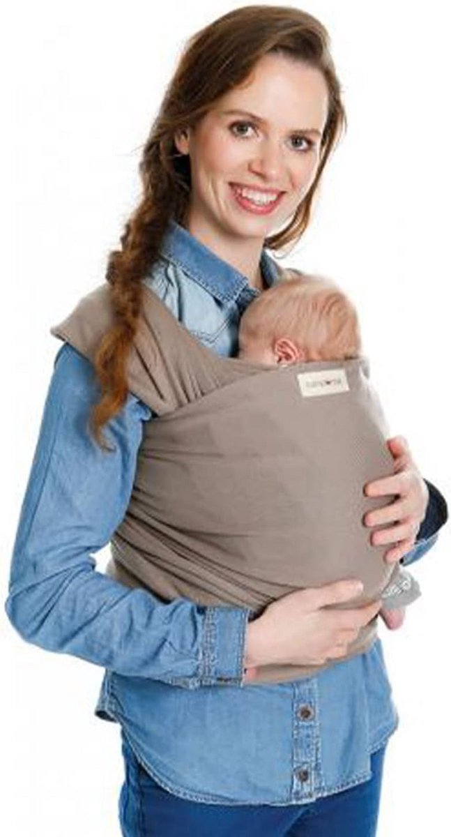 Gebreide draagdoek - Babydrager slen - Baby dragen - Biologisch katoen - 500 cm - Taupe