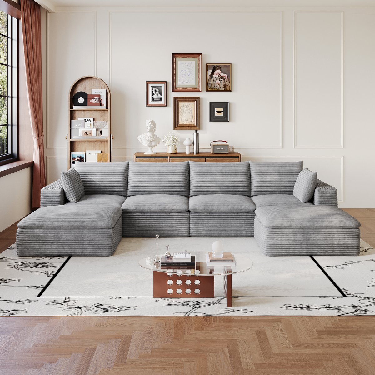 STILVORA Hoekbank 340 Cm - Modulair Dubbel Laag Ontwerp Met Afneembare Bekleding - Voor Wo