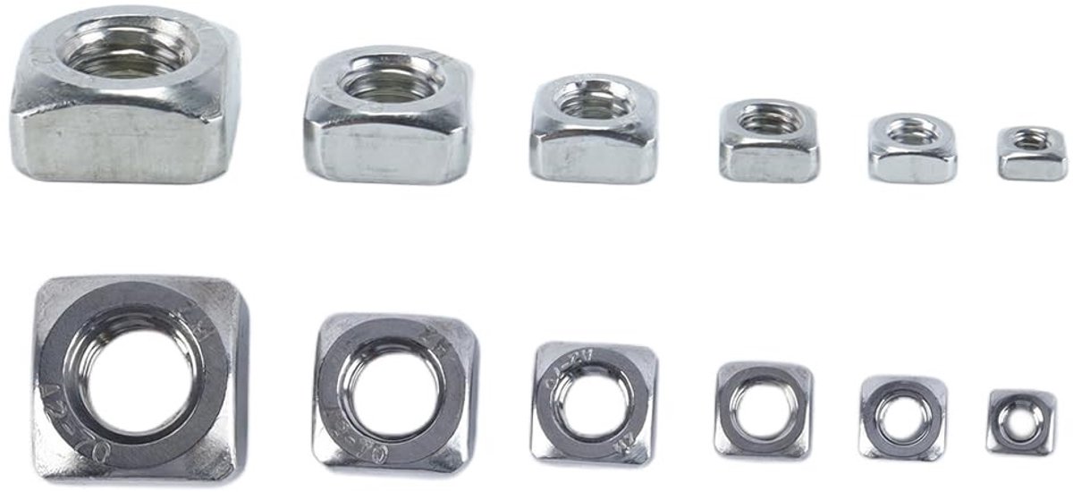 Dailygoods- Vierkante Moer Assortiment 150 Stuks - RVS - Draadmoeren - M3/M4/M5/M6/M8/M10 - Bevestigingsmiddelen - Kosteneffectieve Oplossing - Bevestigingsmoeren