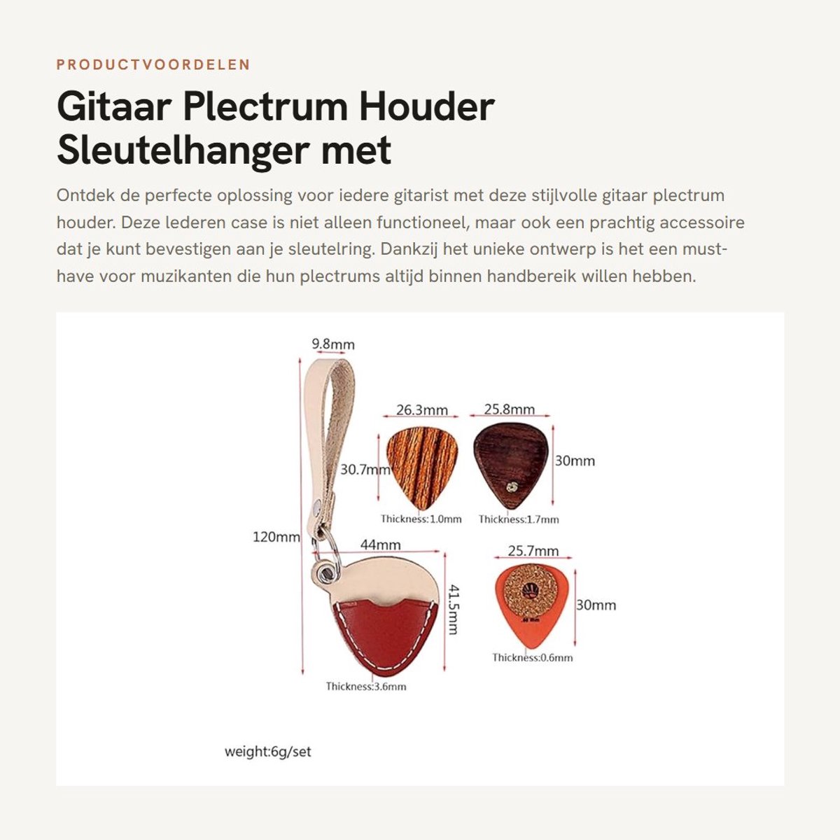 Dailygoods- Plectrumhouder Lederen Case - Sleutelhanger - Gitaar Pick - 3 Stuks - Lichtgewicht - Hoogwaardige Afwerking - Gitaaraccessoire