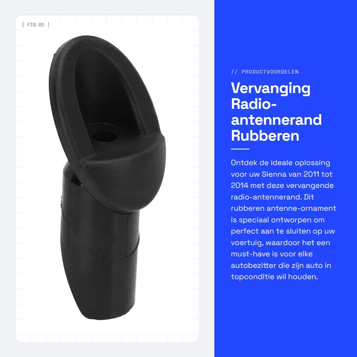 Dailygoods- Antenne-ornament Perfecte Vervanging - Rubberen Antenne-ornament - Eenvoudige Installatie - Onderdeelnummers 86392-08020 - Geschikt voor Sienna 2011-2014 - Antenne Vastzetten - Antennebasis