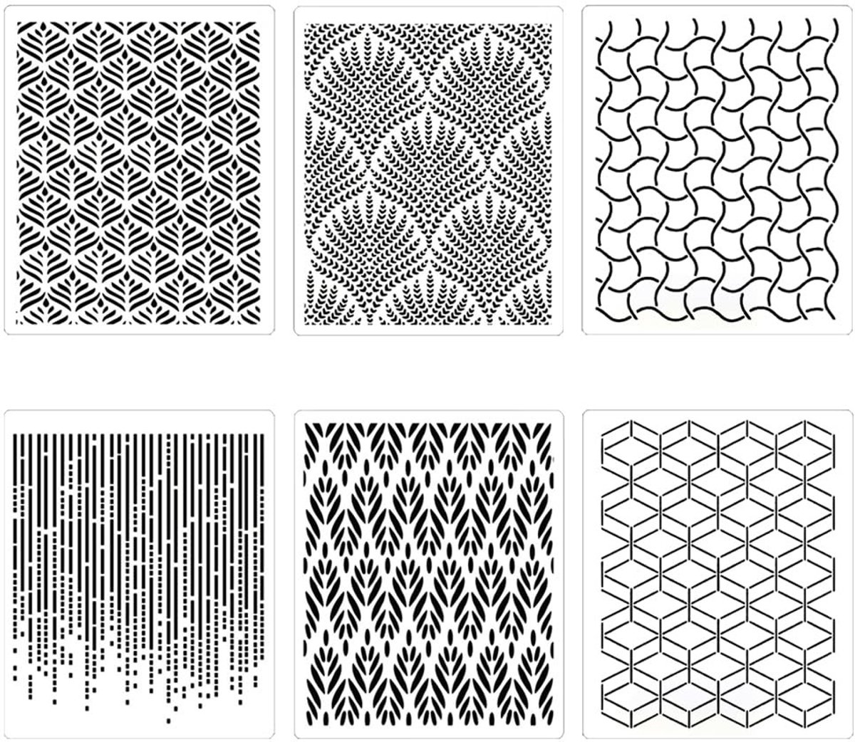 Dailygoods- Taartdecoratiesjablonen 6 stuks - Herbruikbare Stencils - Embossingmallen - Botercrème Bloemen - Rechthoekig - Plastic 25 x 21 cm - Taartsjablonen