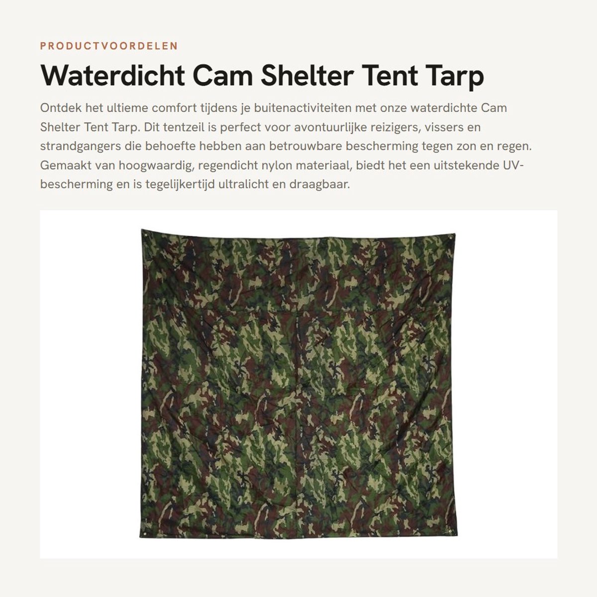 Dailygoods- Tent Tarp Waterdicht - Draagbaar - Lichtgewicht - Regendicht - Ultralicht - Geschikt voor buitenactiviteiten - 3 maten beschikbaar - Zeil